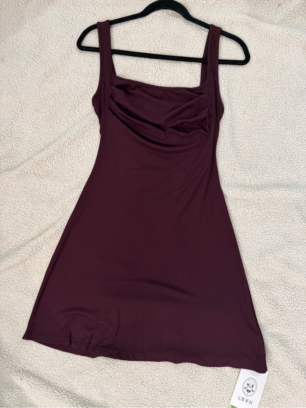 Cider Sleeveless Square Neck Mini Dress in Burgundy